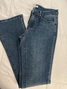 Forever 21 Blue Skinny Jeans with Rhinestone Detail